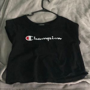 Cropped black champion T